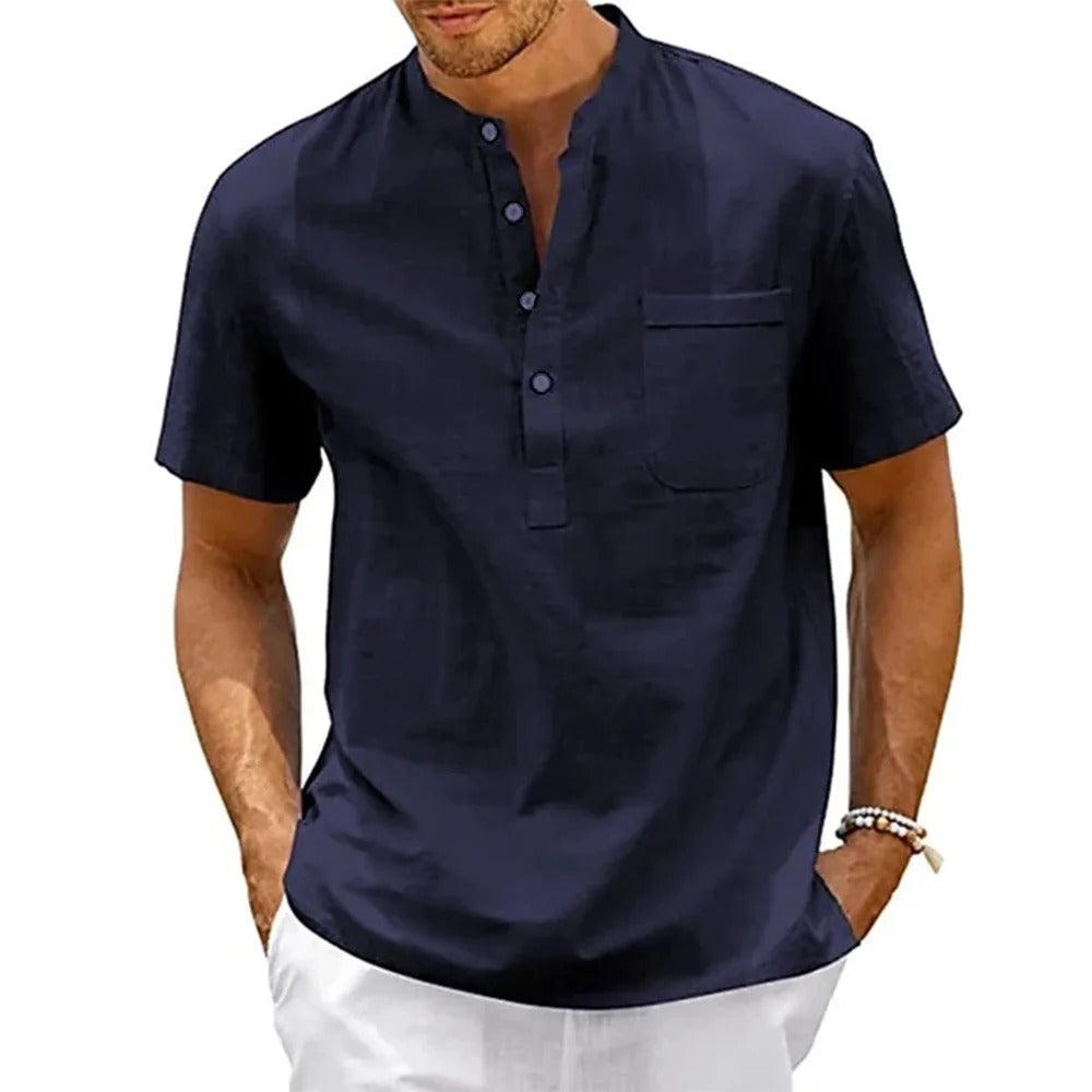 Camisa Masculina Manga Curta em Linho Noronha